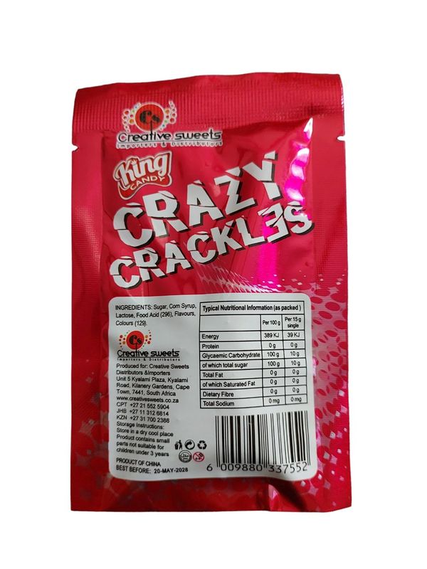 Crazy Crackles Pop Candy Strawberry Flavour - 15g