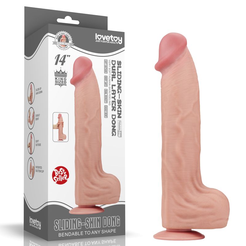 Lovetoy 14&#39;&#39; King Sized Sliding Skin Dual Layer Dildo