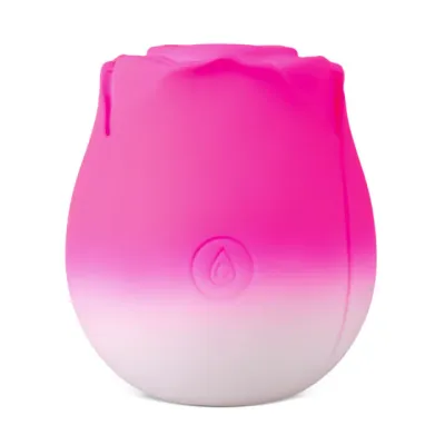 Silicone Magenta &amp; White Clitoral Sucking Rose Vibrator