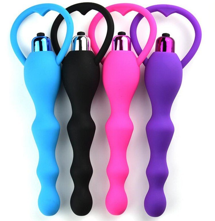 Vibrating Waterproof Soft Anal Beads Butt Plug