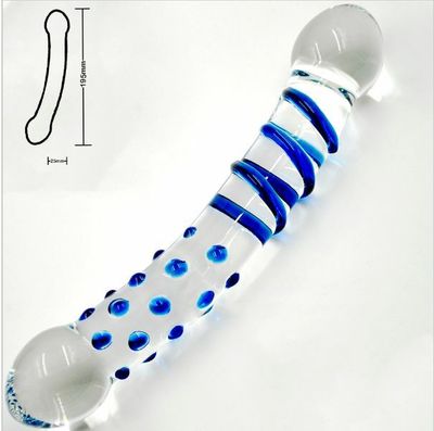 Beautiful Crystal Pyrex Glass Massager -  Swirls and Dots