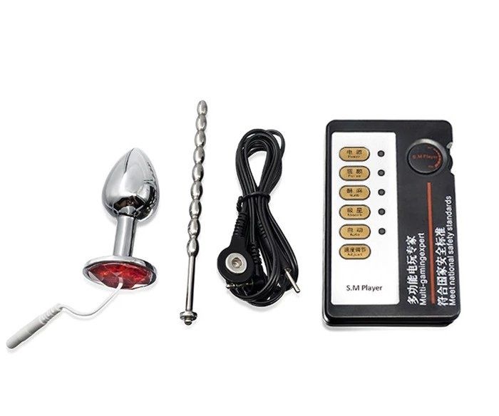 Electro Shock Urethral Penis Sound &amp; Anal Plug Combo