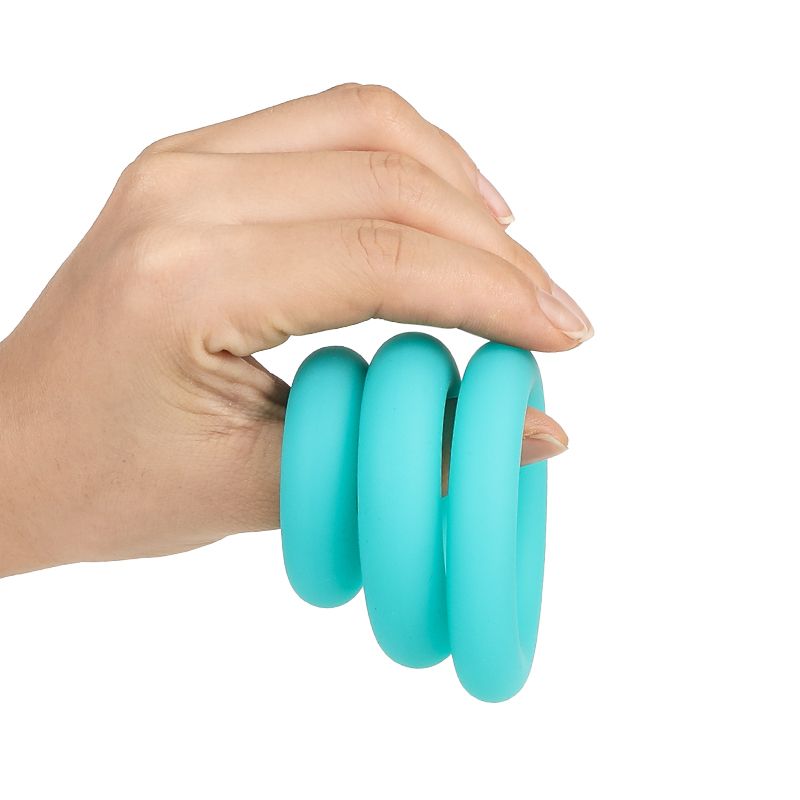 Aqua Blue Plump Silicone Triple Cock Ring Set