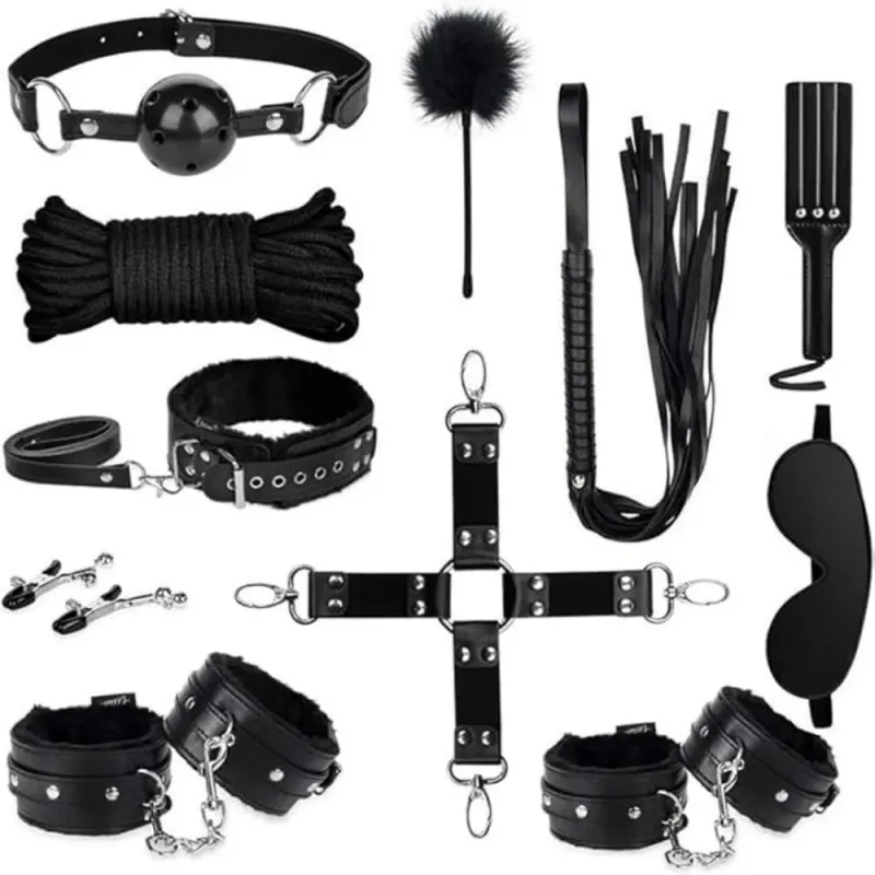 Black 11 Piece BDSM Bondage Kit Black 11 Piece BDSM Bondage Kit