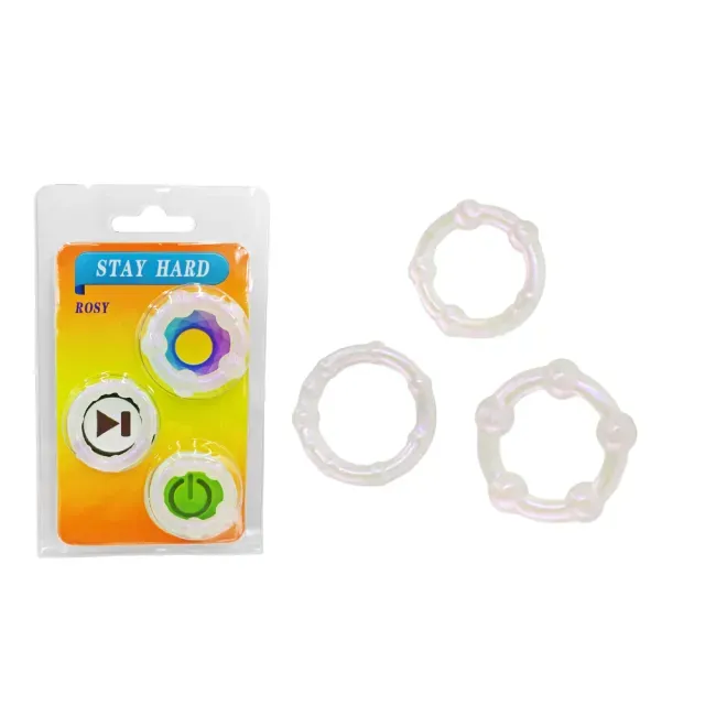 Stay Hard Beaded Metallic Iridescent Cock Ring Set