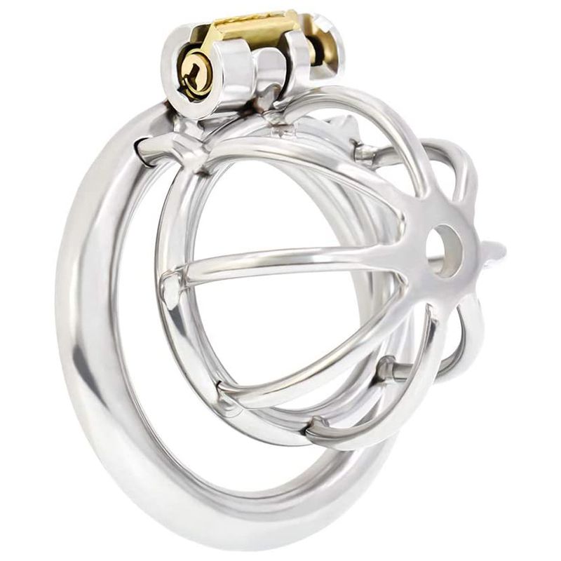 Stainless Steel Chastity Cage Stealth lock Curved Ring