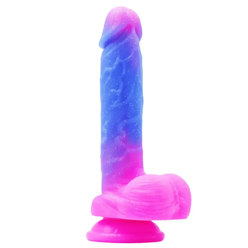 Dual-Tone Silicone Dildo with Balls and Suction Cup