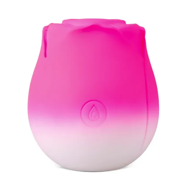 Silicone Magenta &amp; White Clitoral Sucking Rose Vibrator