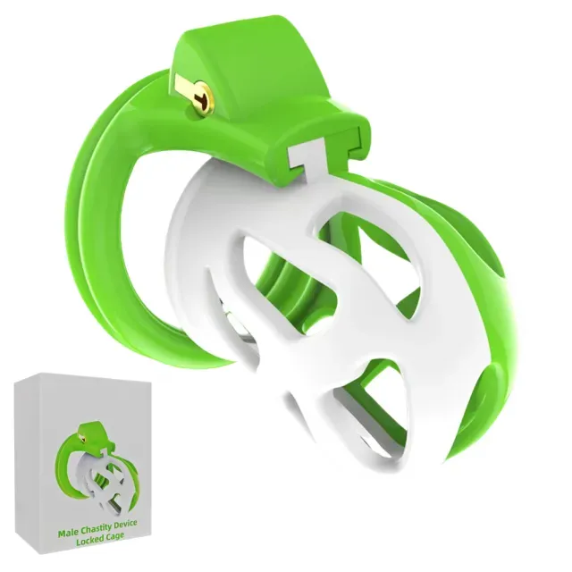 Green White Chastity Device With 4 Size Penis Ring