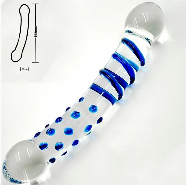 Beautiful Crystal Pyrex Glass Massager -  Swirls and Dots
