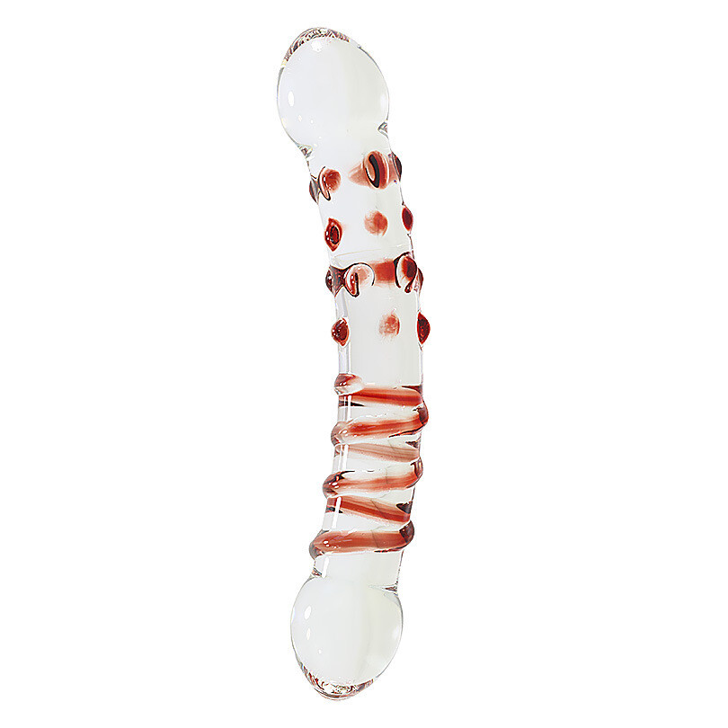 Beautiful Double Headed Glass Massager Swirls and Dots