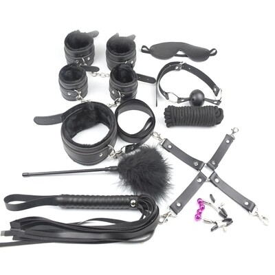10pcs SM Bondage Roleplay Sex Kit Black