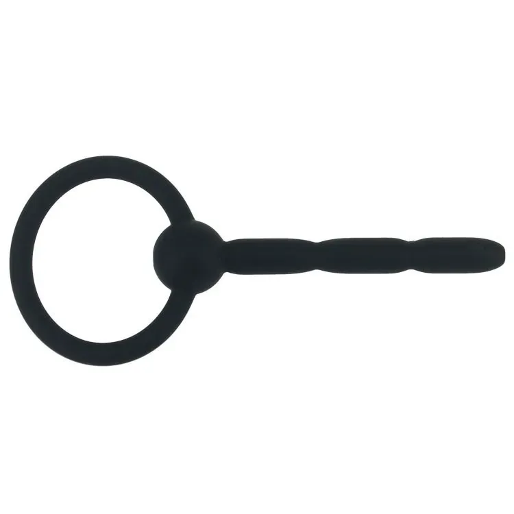 4'' Black Silicone Cum-Thru Penis Plug with Ring
