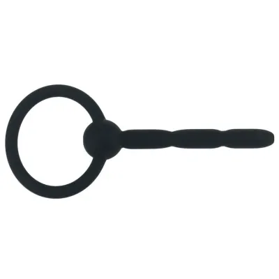 4'' Black Silicone Cum-Thru Penis Plug with Ring