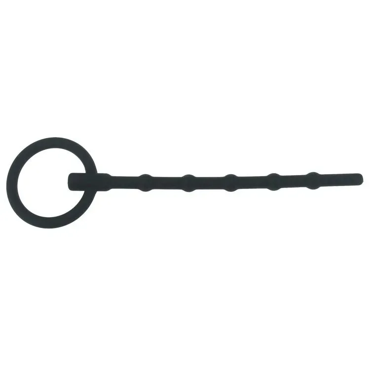 6'' Black Silicone Cum-Thru Penis Plug with Ring