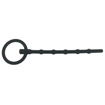 6'' Black Silicone Cum-Thru Penis Plug with Ring