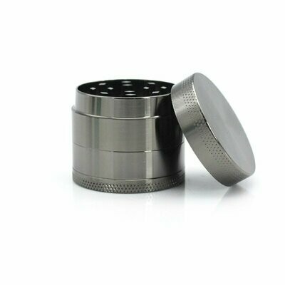 40mm 4 Part Zinc Alloy Tobacco Weed Grinder - Shiny Silver