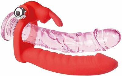 Rabbit Style Vibrating Cock Ring With Realistic Dildo