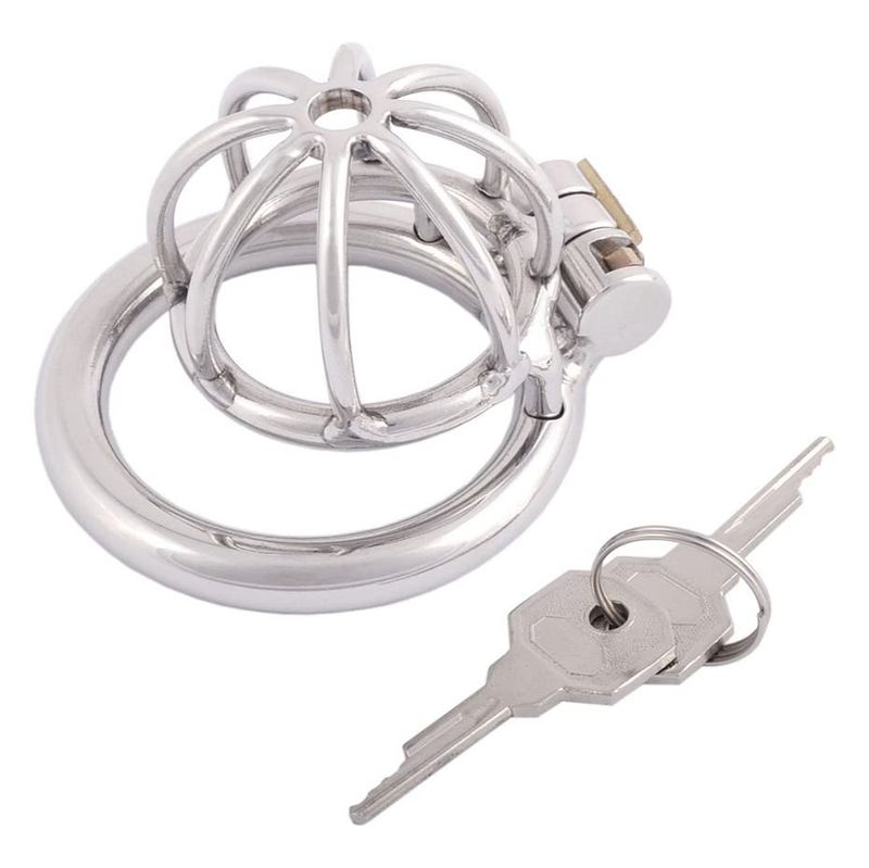 Stainless Steel Chastity Cage Stealth lock Curved Ring