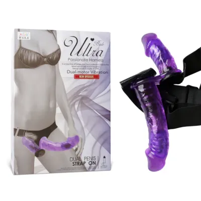 Double Ended Vibrating Dildo Strap-On Harness