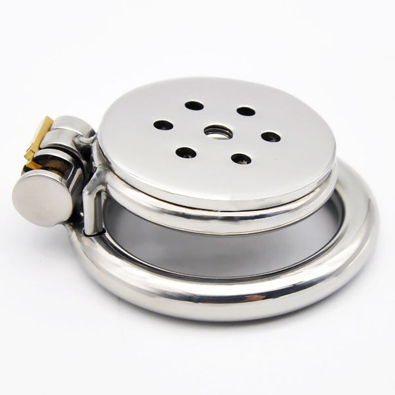 Flat Button Stainless Chastity Cage