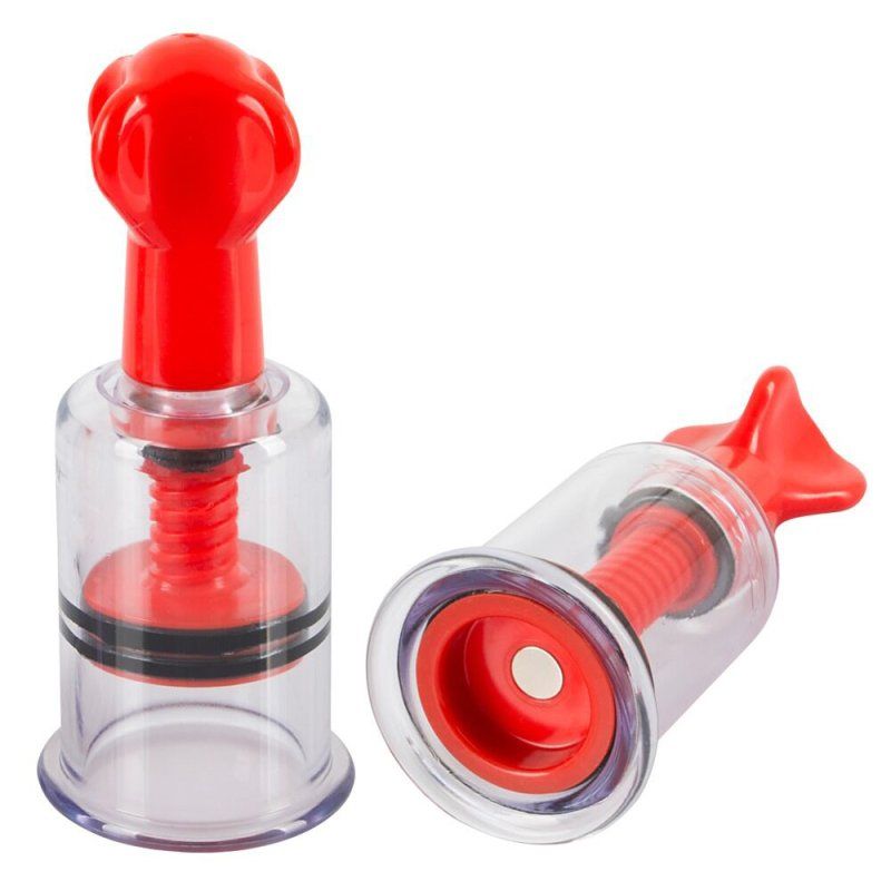 Pair Twist Nipple Suckers - Red, Size: Small