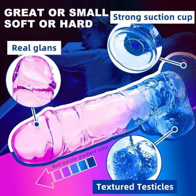 Purple &amp; Blue Realistic Dildo with Suction Cup