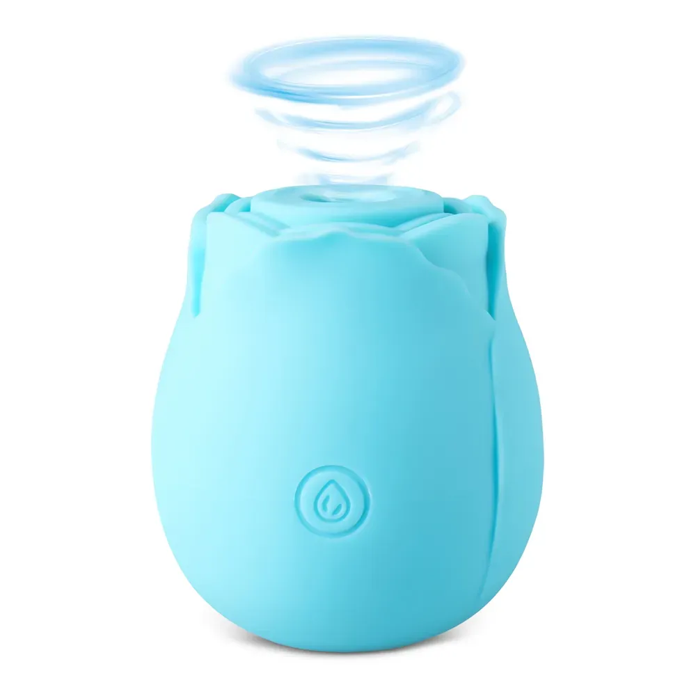 Glow-in-the-Dark Blue Silicone Rechargeable Clitoral Sucking Rose