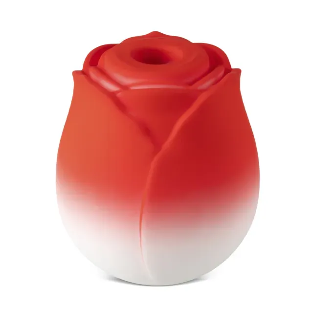 Silicone Red &amp; White Clitoral Sucking Rose Vibrator