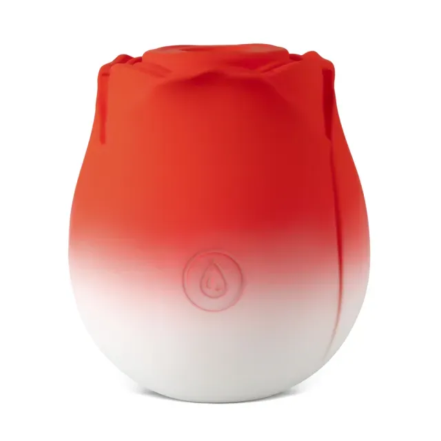 Silicone Red &amp; White Clitoral Sucking Rose Vibrator
