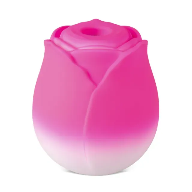 Silicone Magenta &amp; White Clitoral Sucking Rose Vibrator