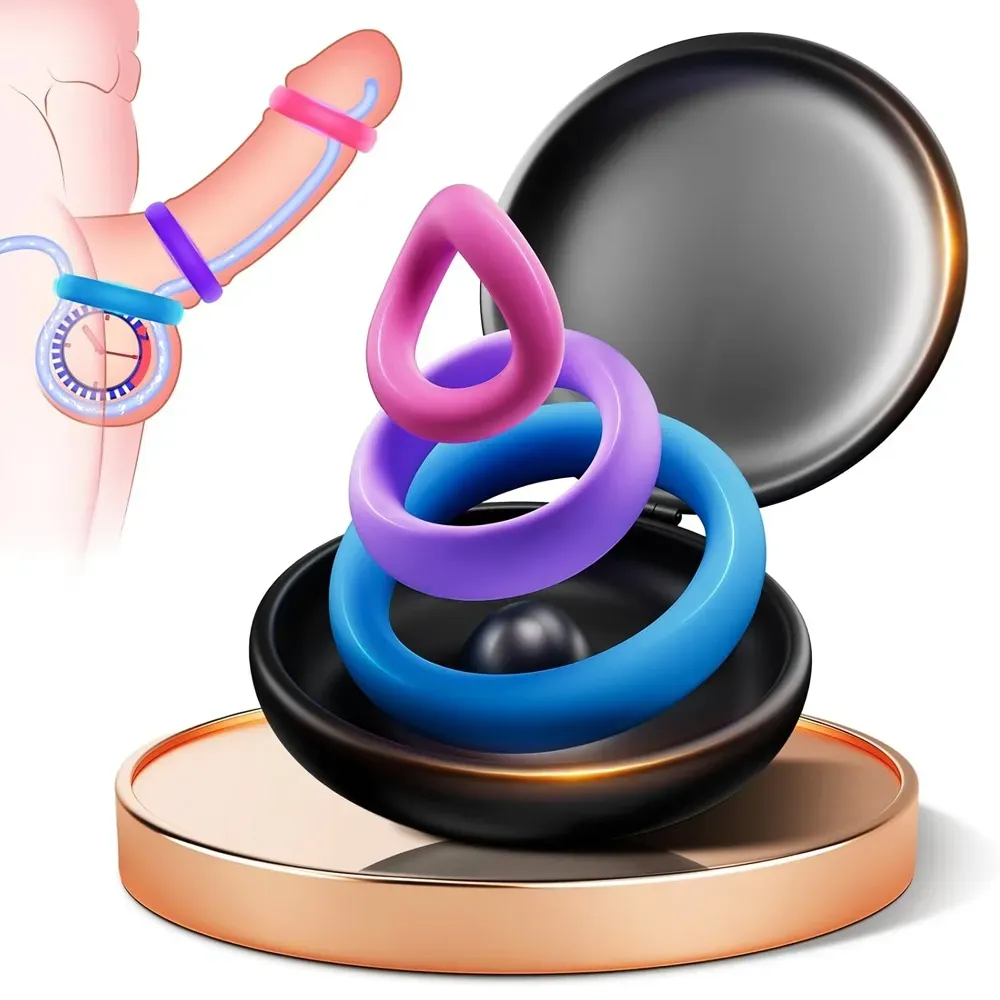 Multicolor 3-Piece Silicone Cock Ring Set