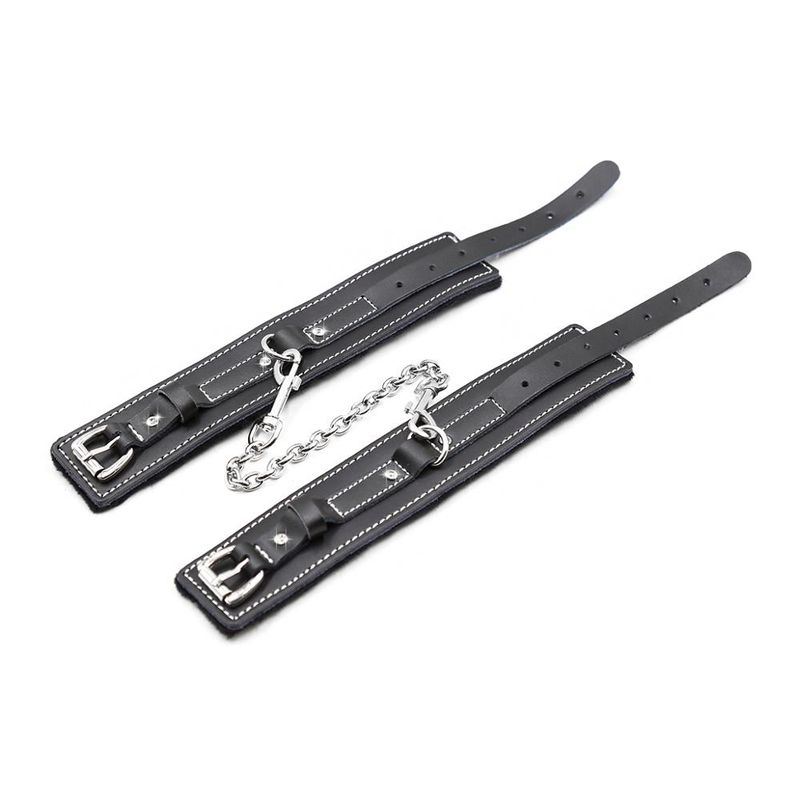 Genuine Leather Padded Cuffs with Shackle Restraints