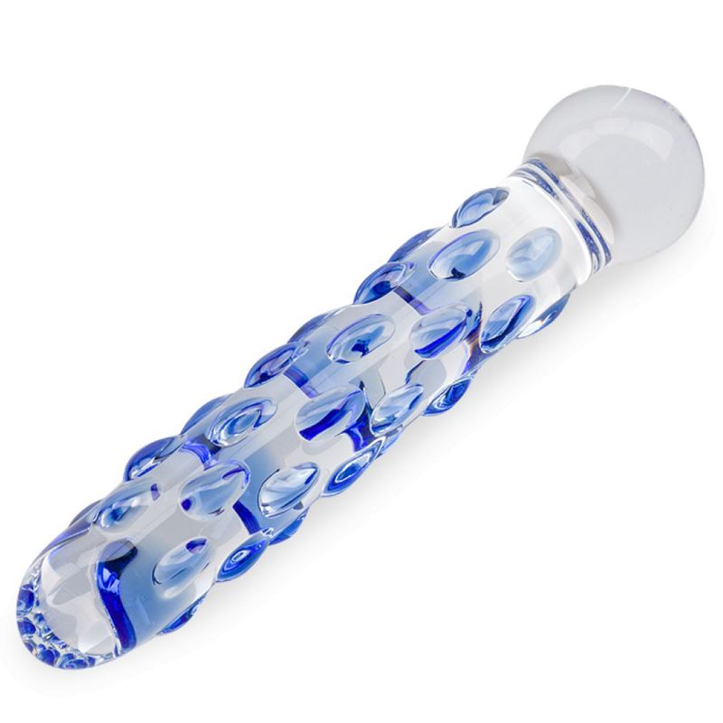 Sensual Rainfall Textured Glass Dildo Massager Wand