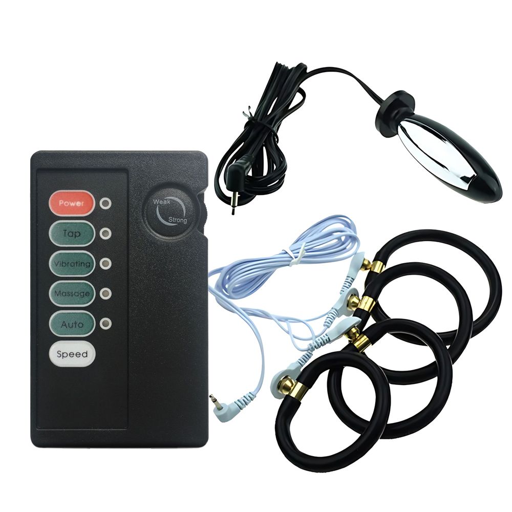 EStim Shock Butt Plug Cock Rings Climax Stimulator Set