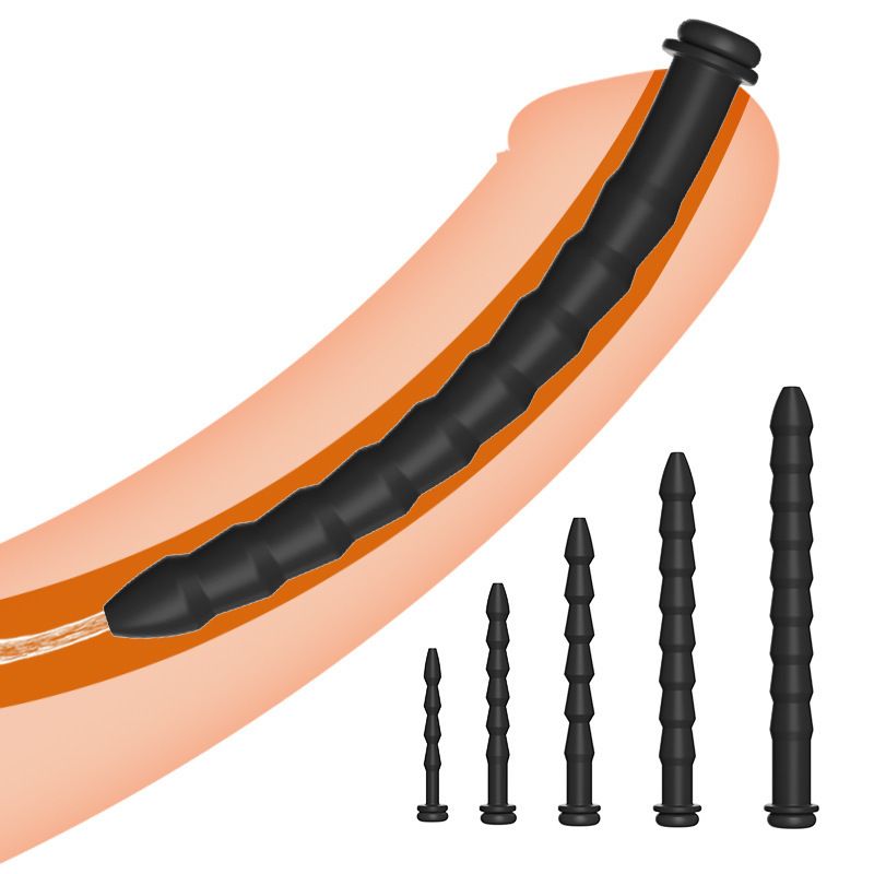 Hollow Silicone Urethral Penis Sound with Plug