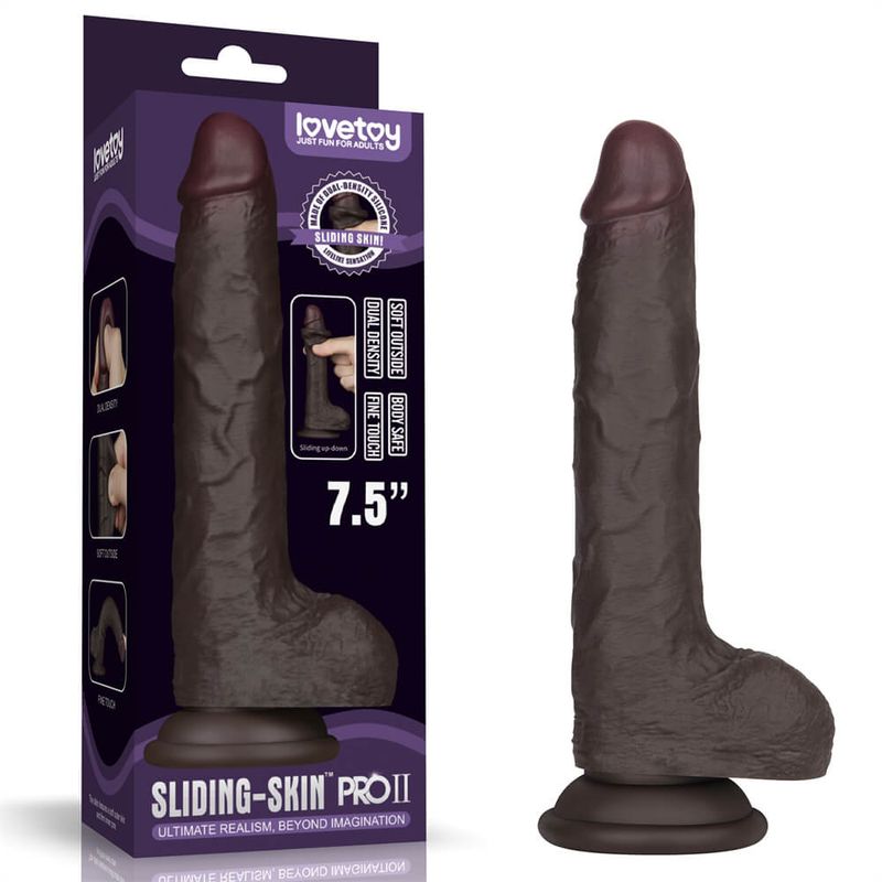 Lovetoy 7.5'' Sliding Skin Pro II Dual Layer Silicone Dong
