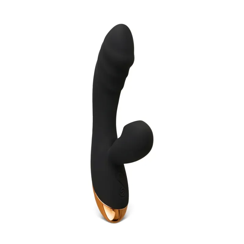 Black 12-Speed Rechargeable Vibrating &amp; Tongue-Licking Silicone Vibrator