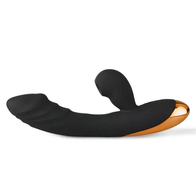 Black 12-Speed Rechargeable Vibrating &amp; Tongue-Licking Silicone Vibrator