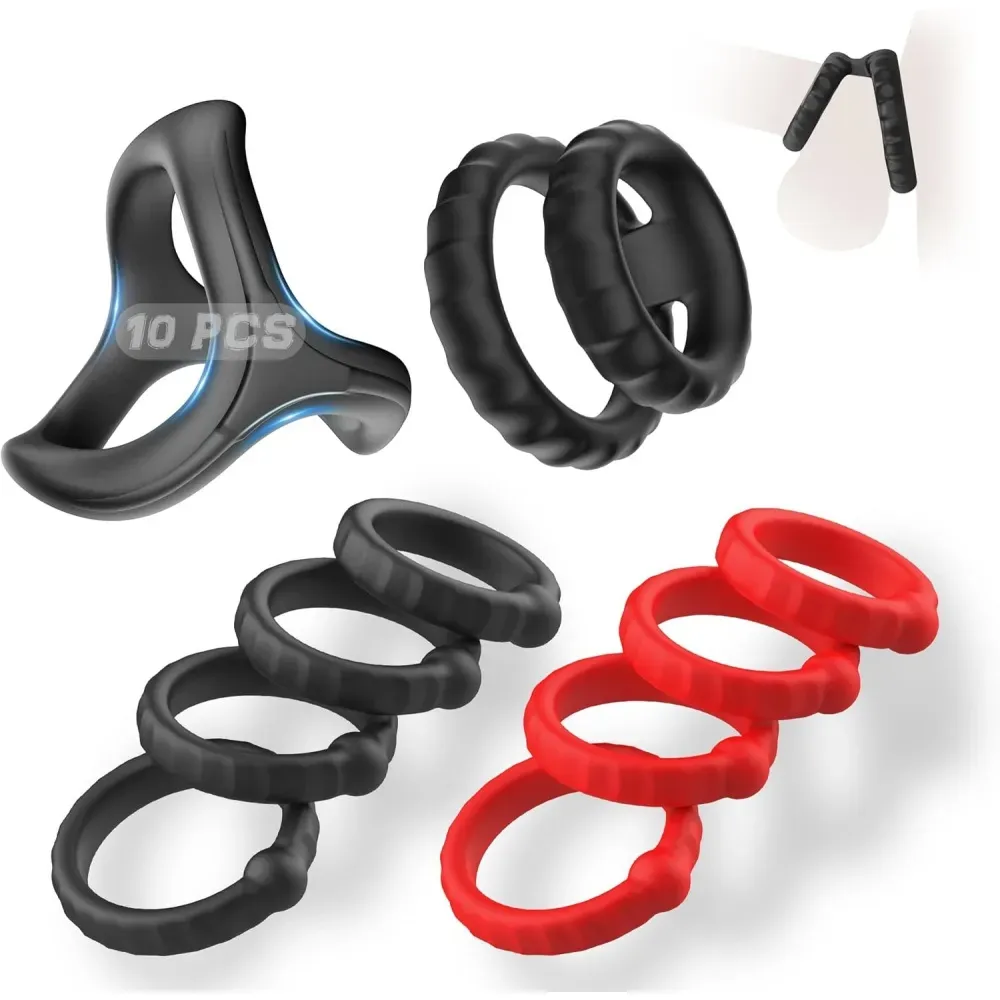 Silicone Cock Ring Set - 10pcs