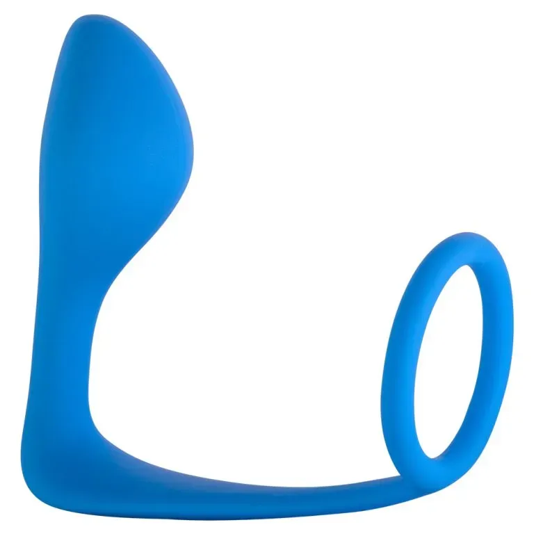 Ass-Gasm Blue Silicone Cockring Male Prostate Plug