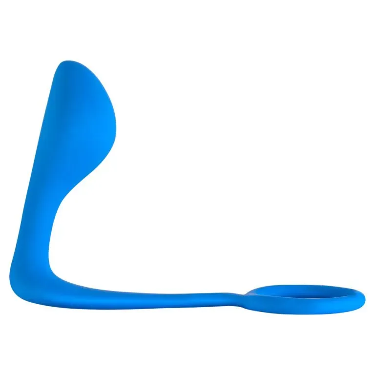 Ass-Gasm Blue Silicone Cockring Male Prostate Plug