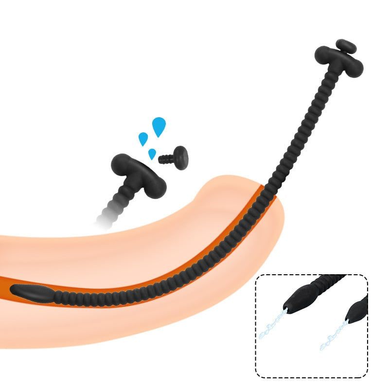 Hollow Bumpy Silicone Urethral Penis Sound with Plug