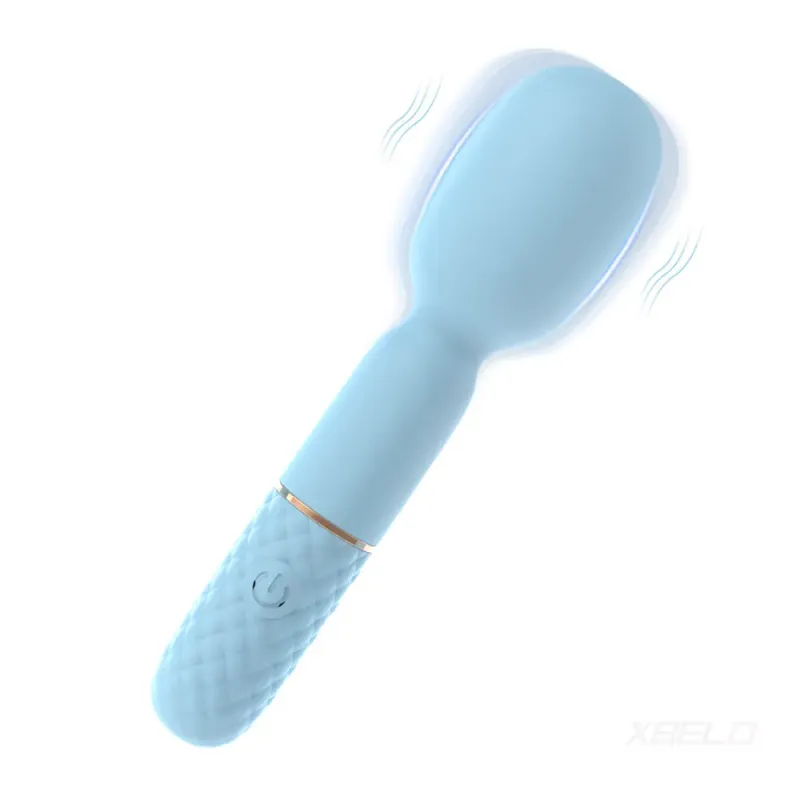 Blue Silicone 5.52'' Mini Wand Vibrator