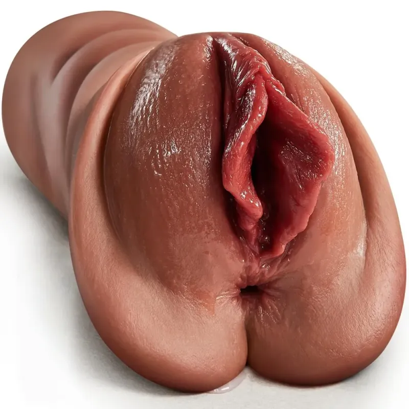 Brown Realistic Masturbator 7.09" – Soft Textured Sleeve Design