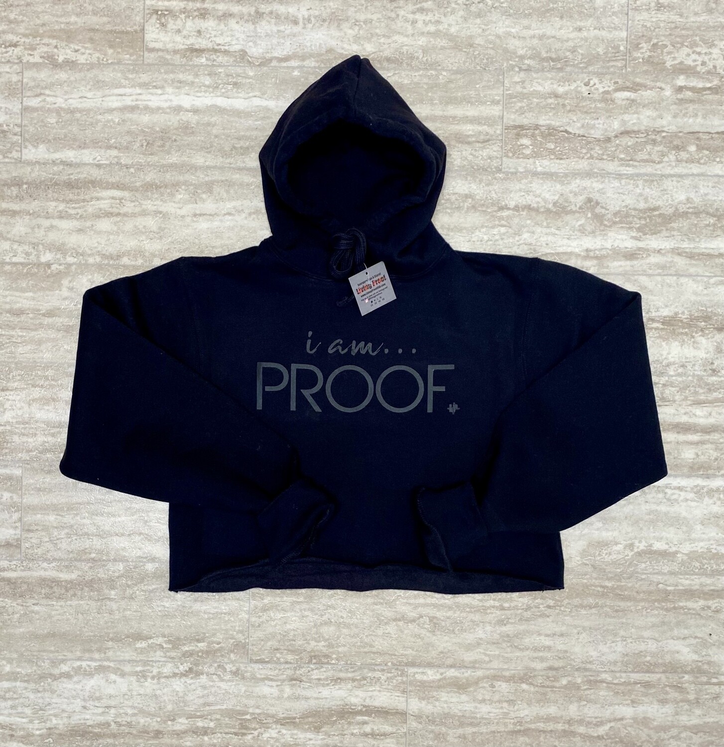 “i am PROOF” Crop Top Hoodies (click on photo to view available colors)