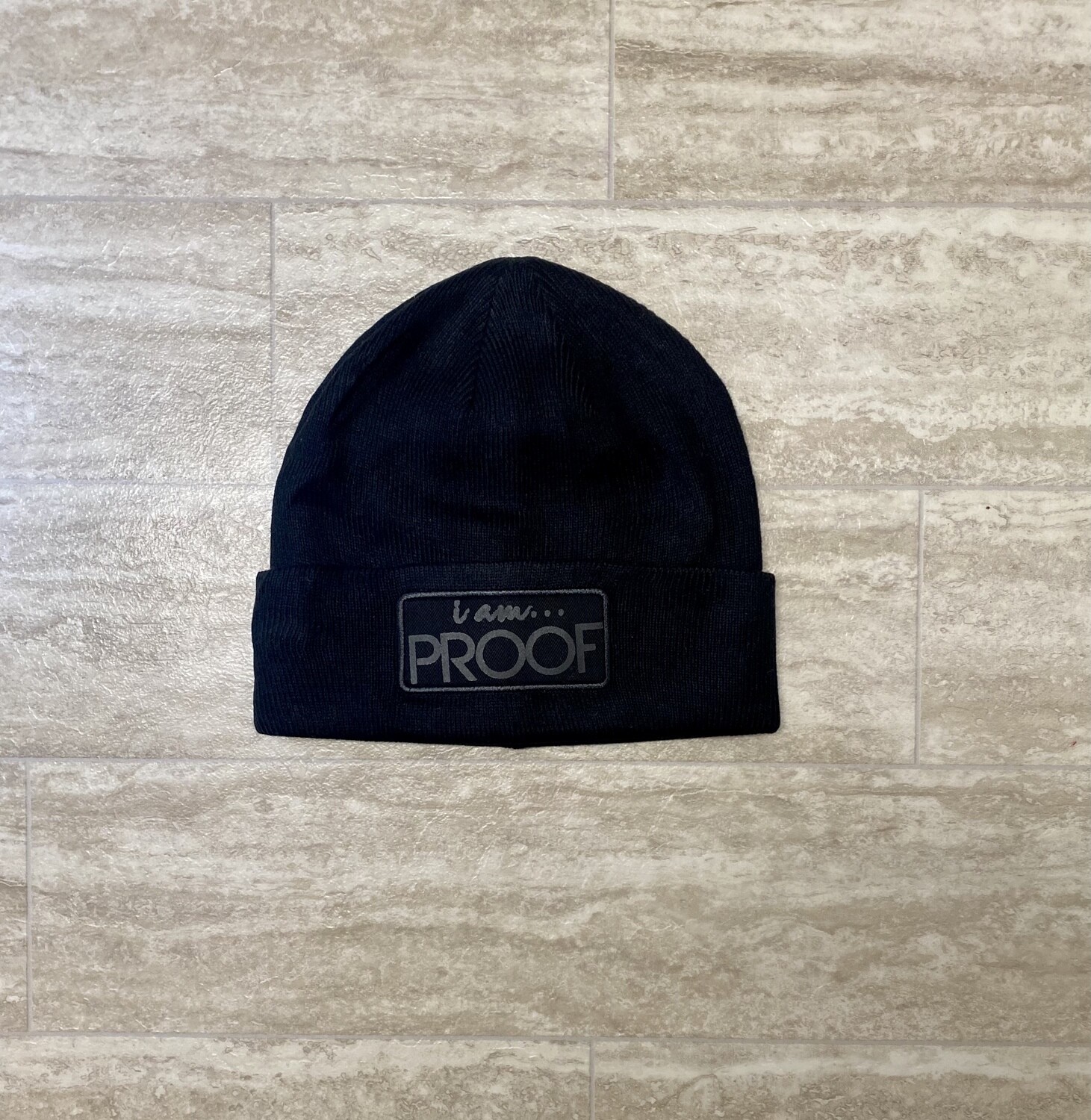 “i am PROOF” Patch Beanie's (click on photo to view available colors) ALL EMBROIDERED BEANIES ARE OUT OF STOCK