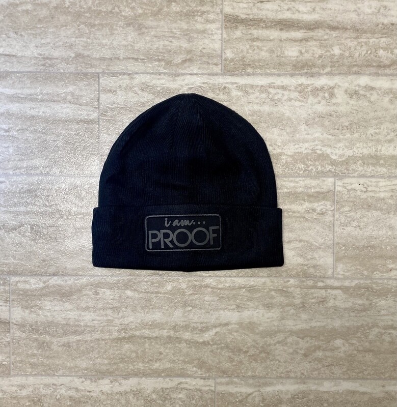 “i am PROOF” Patch Beanie&#39;s (click on photo to view available colors) ALL EMBROIDERED BEANIES ARE OUT OF STOCK