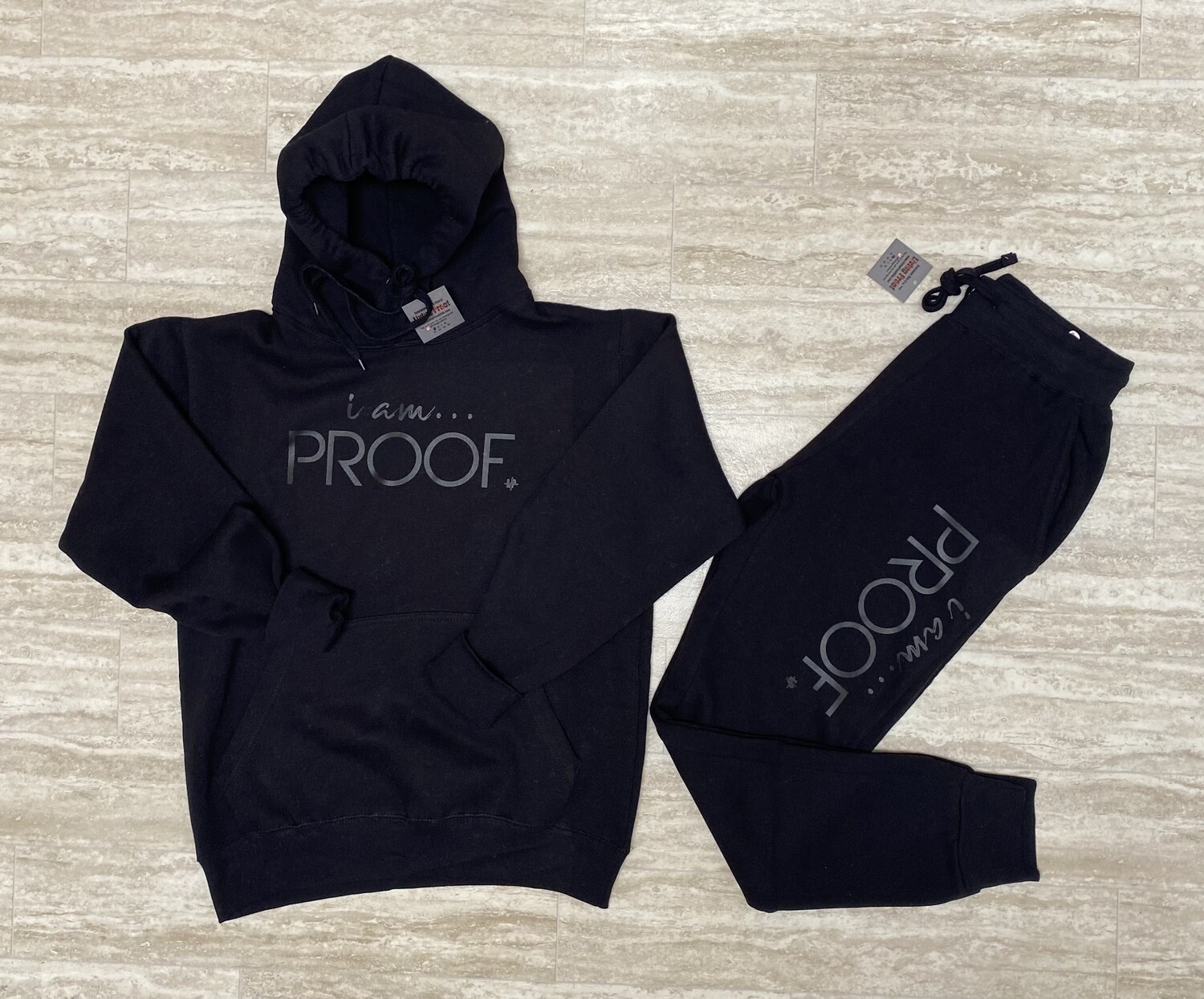 &quot;i am Proof&quot; Unisex Pullover Hoodie/Jogger Sets (Click on photo to view available colors)