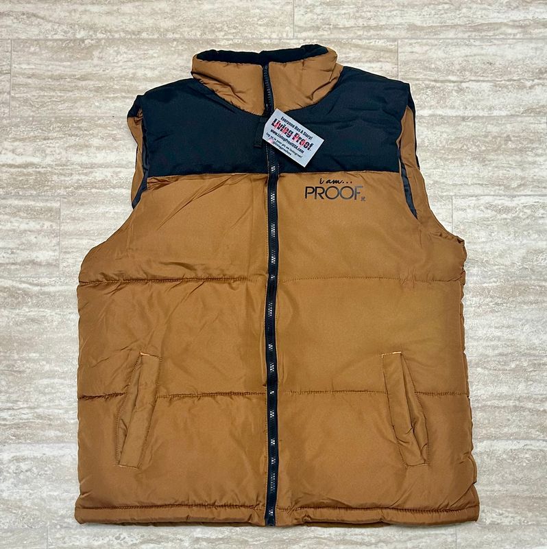 “i am…PROOF” Unisex Zip Up Fall Vest With Inside And Side Pockets
